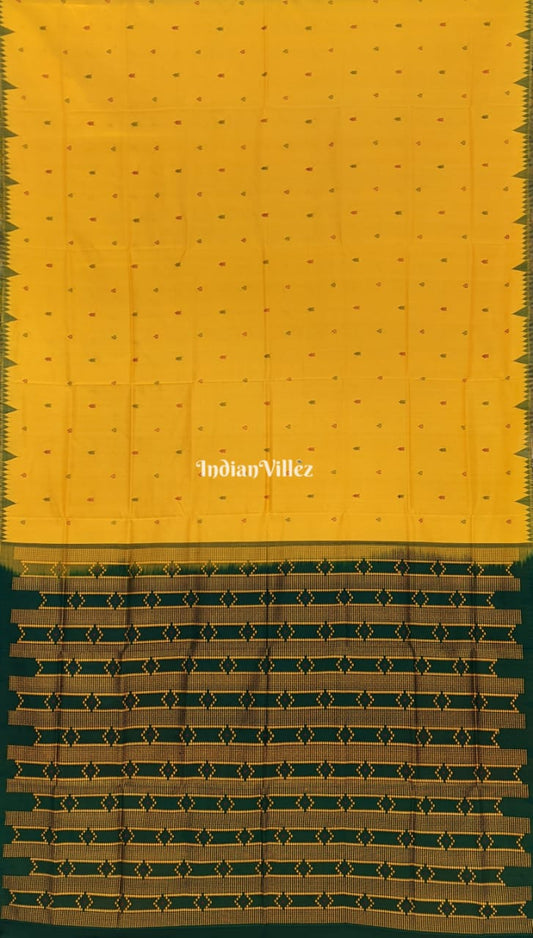 Yellow Sambalpuri Ikat Tussar Silk Saree