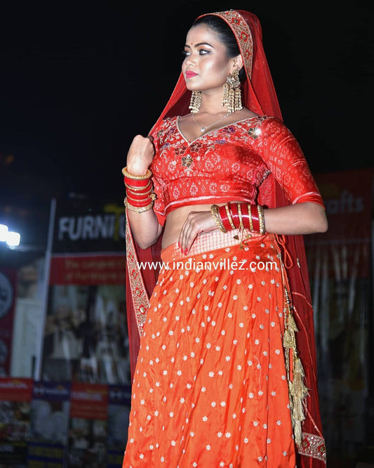 Red Zardogi Work Handloom Silk Bridal Lehenga Choli - IndianVillèz